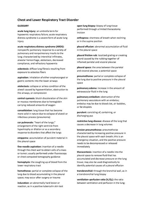 Chest and Lower Respiratory Tract Disorders - Chest and Lower ...