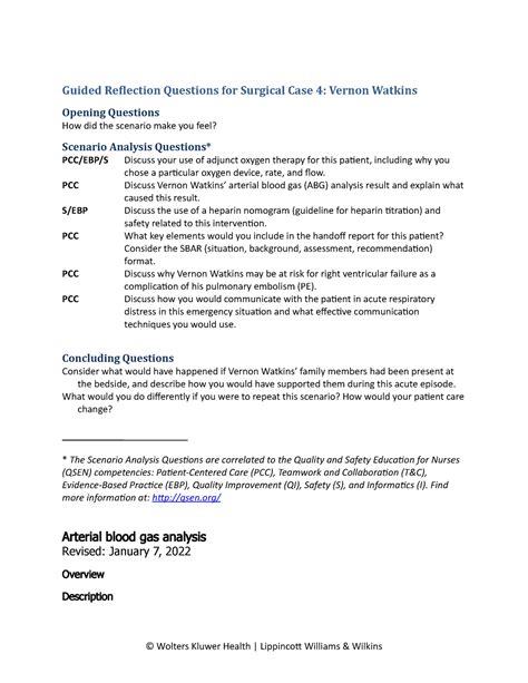 V Sim Assisgnment Guided Reflection Questions For Surgical Case