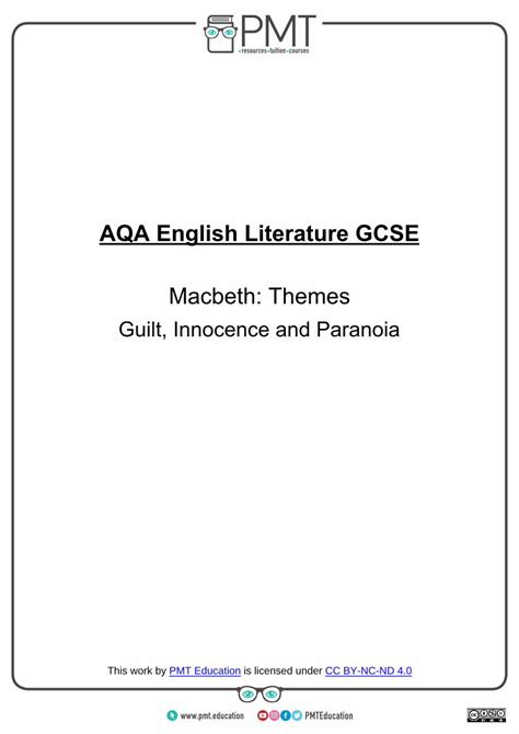 PDF AQA English Literature GCSE Macbeth Themes Macbeth Is Faced