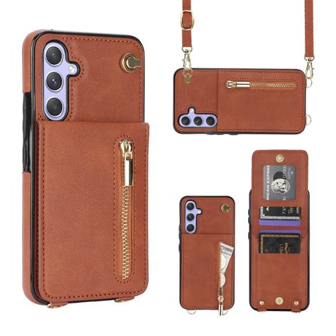 Solidenz Fashion Wallet hoesje met koord Samsung Galaxy S23 FE Bruin | Fonu