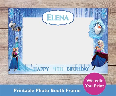 Frozen Photo Booth Frame Printable Frozen Birthday Photo Etsy