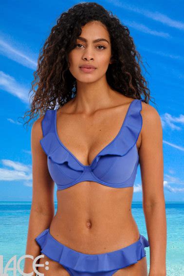 Freya Swim Jewel Cove Bikini Beha Plunge F K Cup Plain Azure Lace