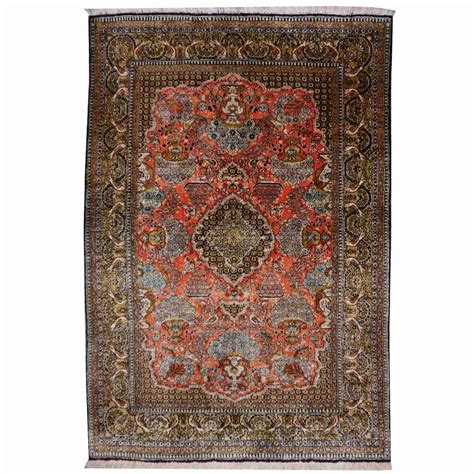 Qum Silk Rug X Ft X Cm Hand Knotted Vintage Jozan