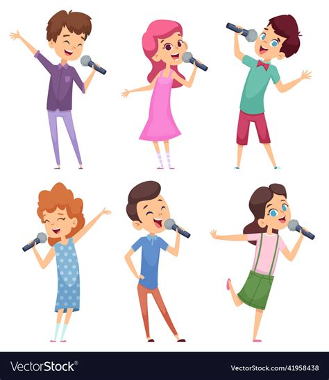 Singing Kids Happy Cute Children Music Voice Vector Image