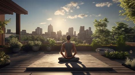 Premium Photo A Photo Of A Person Practicing Yoga On A Rooftop Garden