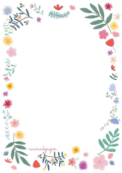 Printable Flower Border Invitation Template Bright Floral - Etsy UK ...