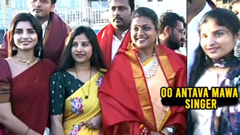 Minister Roja Visits Tirumala Along With Jabardasth Varsha Indravathi