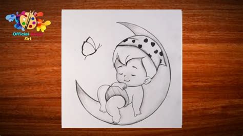 How To Draw Moon Baby Drawing With Pancil Drawing Baby Drawing Easy