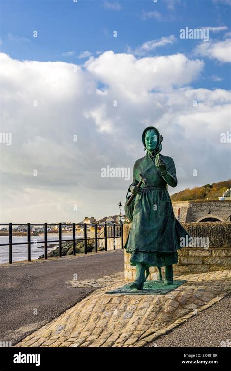 The Statue Of Famous Fossil Hunter And Palaeontologist Mary Anning By