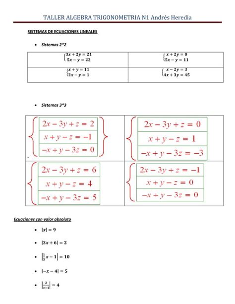 Taller Algebra Y Trigonometria N Pdf Descarga Gratuita