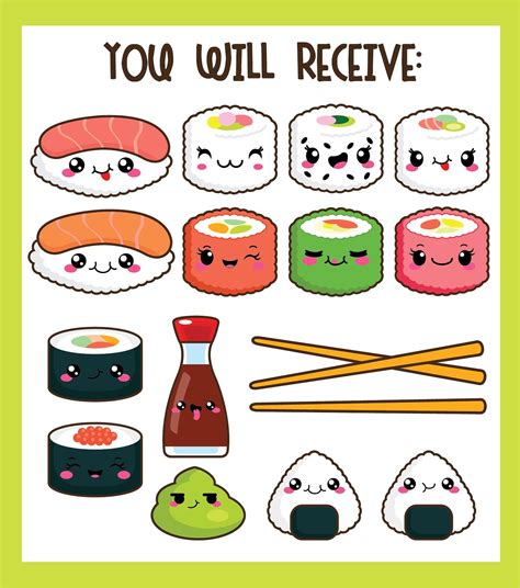 Kawaii Sushi Set Kawaii Clipart Kawaii Drawings Kawaii Doodles