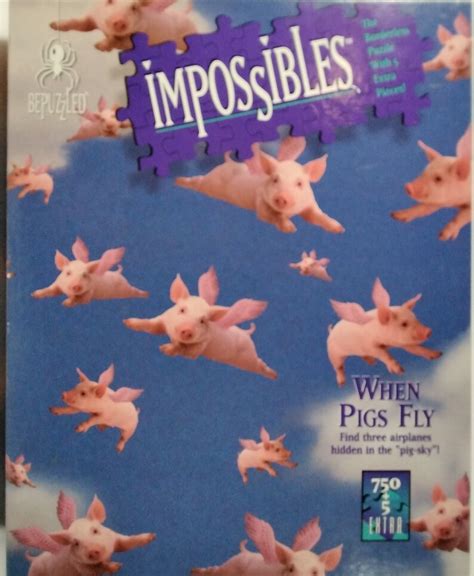 Vintage 1995 When Pigs Fly Impossibles 750 5 Pc 24 X 24 Jigsaw Puzzle