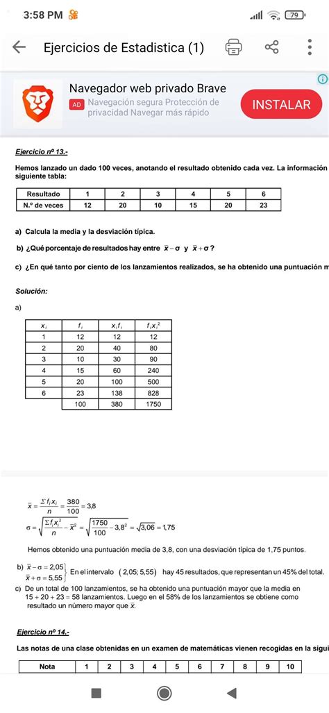 Se Lanza Un Dado 100 Veces Y Se Anota El Resultado Obtenido Cada Vez