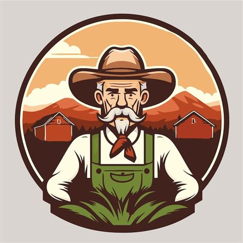 Granjero, hombre, logotipo, mascota, agricultura, granja, icono | Vector Premium