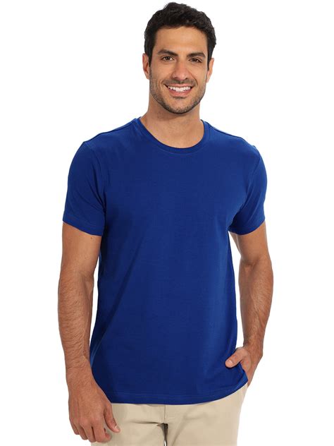 Camiseta Masculina Lisa Algodão Elastano Fit Azul Royal