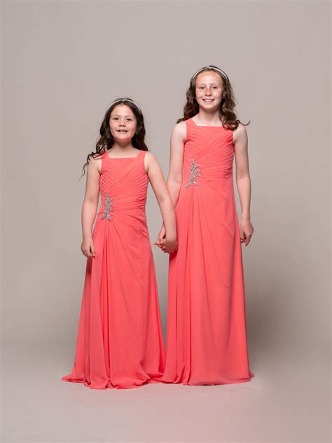Junior embellished bridesmaid dress in coral | Elite Bridal