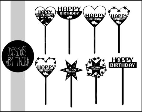 Happy Birthday SVG Cake Topper Template - Etsy