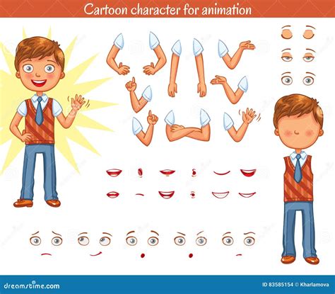 Schoolboy. Parts of Body Template for Design Work and Animation Stock ...