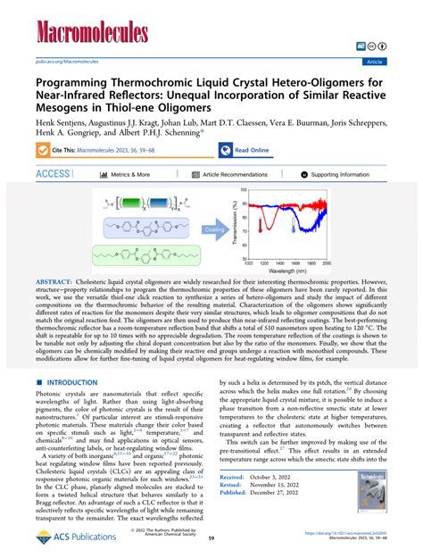 Pdf Programming Thermochromic Liquid Crystal Hetero Oligomers For