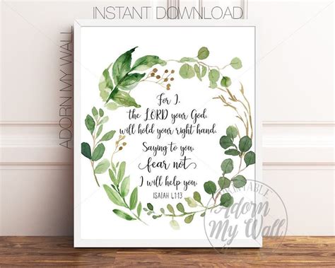 Isaiah 41 13 For I The Lord Your God Scripture Wall Art Fear Not