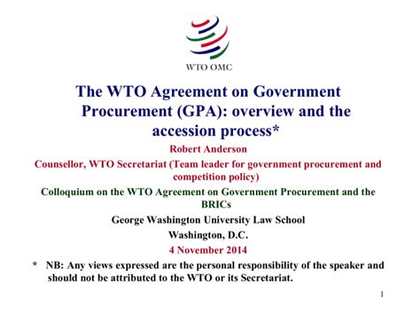 The Wto Agreement On Government Procurement Gpa