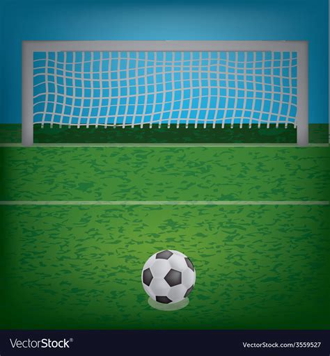 A Soccer Ball On Penalty Area And Soccer Net Vector Image