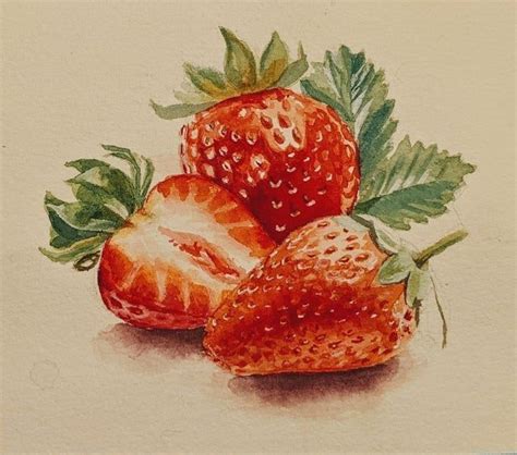 Pin On Aquarel Strawberry Watercolor Fruit Painting Strawberry Drawing