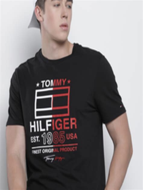 Buy Tommy Hilfiger Round Neck Typography Printed Pure Cotton T Shirt ...