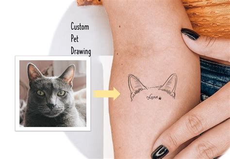 Custom Cat Ears Drawing, Cat Ear Tattoo Design, Dog Outline Drawing ...