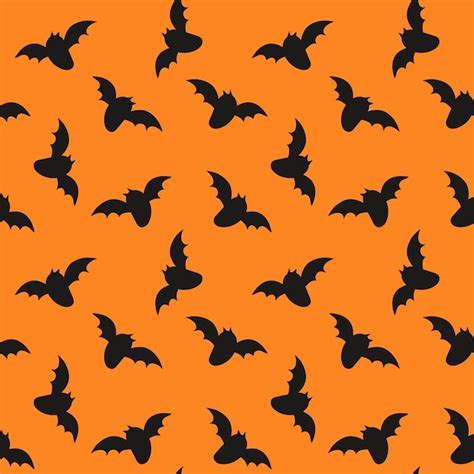 Premium Vector Seamless Pattern With Bat Silhouette On A Orange