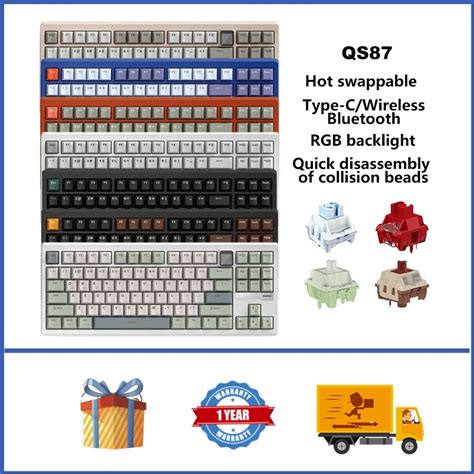 Ajazz QS คยบอรดไรสาย Hot swappable RGB GASKET คยบอรดเกมทกาหนดเองพรอมหนาจอ