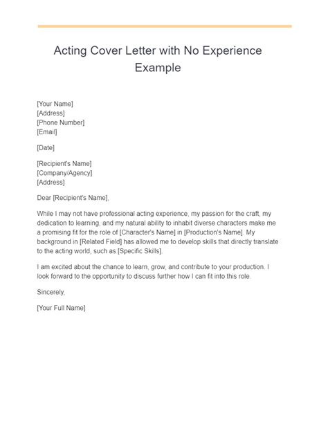 Acting Cover Letter Backstage