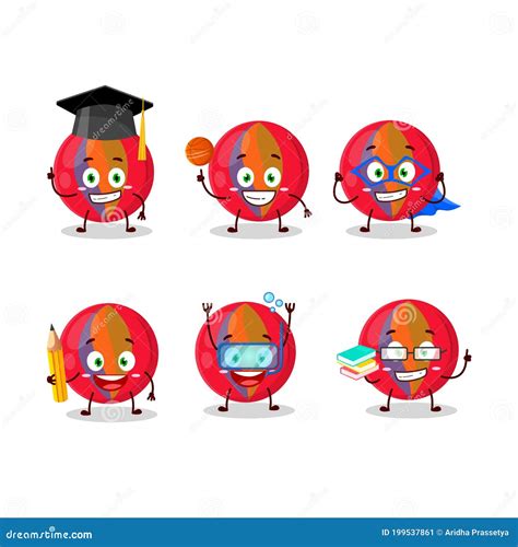 School Student of Red Marbles Cartoon Character with Various Expressions Stock Vector ...