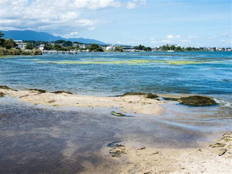 Scenic View From The Shores Of Lake Biwa In Otsu Japan Stock Photo