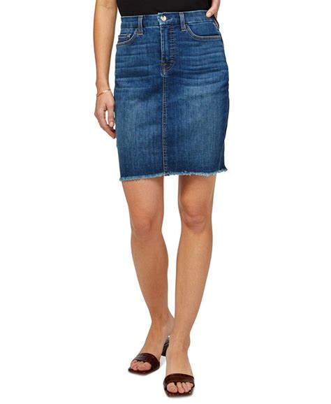 Jen7 Frayed Hem Denim Skirt Macys