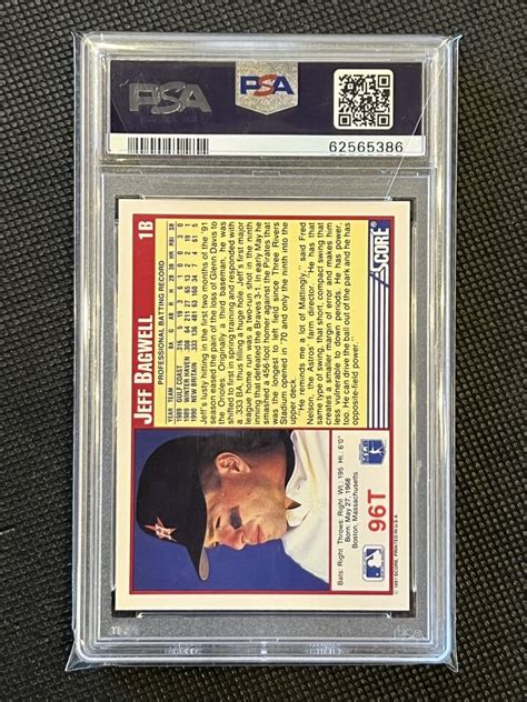 1991 Jeff Bagwell Score Rookie Traded RC 96T PSA 10 QTY EBay