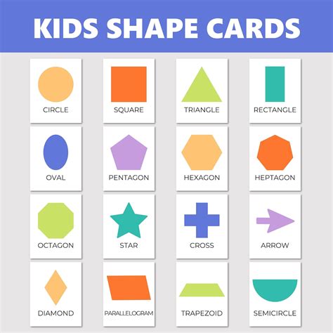 Shapes Flash Cards Printable Kids Shape Card Set Kid - Etsy