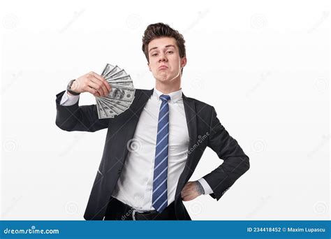 Funny Rich Businessman With Money Stock Photo Image Of Proud Wealth