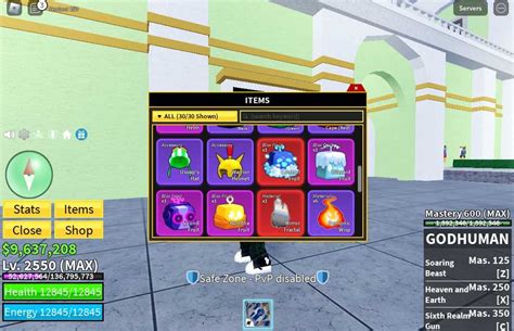 Blox Fruits 2550 Lvl GodHuman MAX Control Fruit Blizzard Fruit Sound