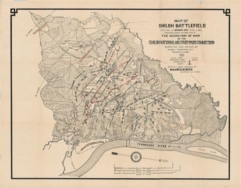 Map Of Shiloh Battlefield Positions On Second Day April 7 1862 Curtis Wright Maps