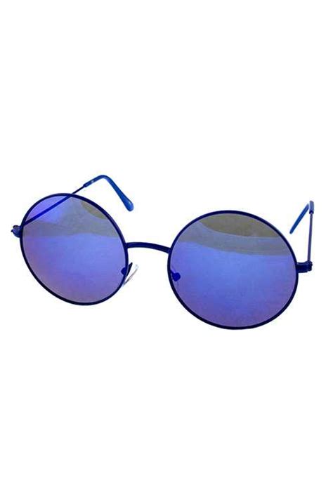 Womens Metal Rounded Classic Retro Sunglasses