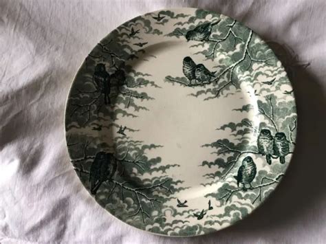 ANCIENNE ASSIETTE TERRE DE FER DECOR OISEAU Neige EUR 10 00 PicClick FR