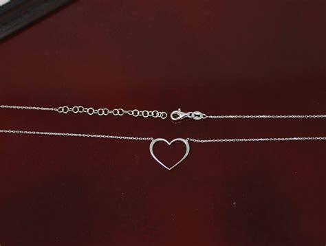 Sterling Silver Heart Necklace Silver Modern Necklace Silver | Etsy