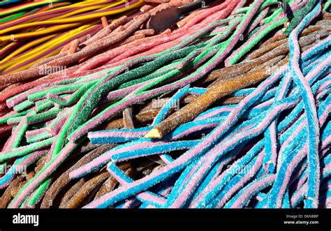 Strips Of Coloured Liquorice On Sale In Partridges Food Market Chelsea