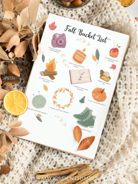 Fall Bucket List Printable My Golden Thimble