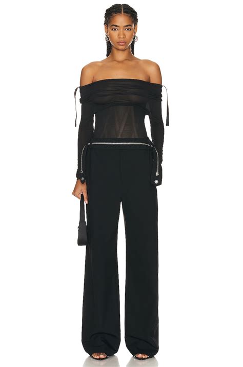 Dion Lee Hosiery Overlay Gathered Top In Black Sandstone FWRD