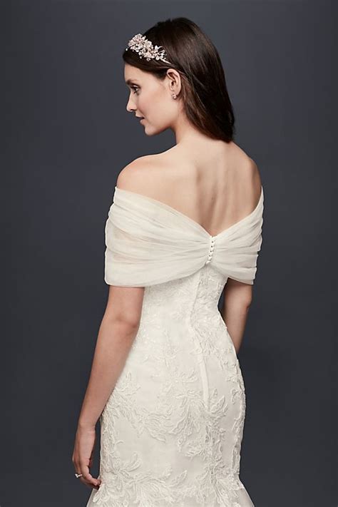 Pleated Tulle Off The Shoulder Wrap David S Bridal Wrap Wedding