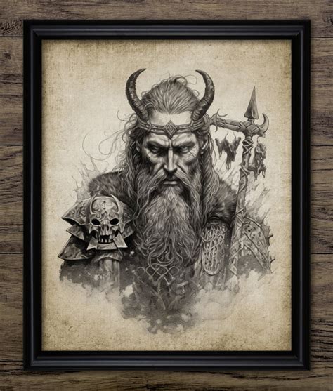 Viking Warrior Wall Art, Printable Viking Art, Odin, Thor, Norse ...