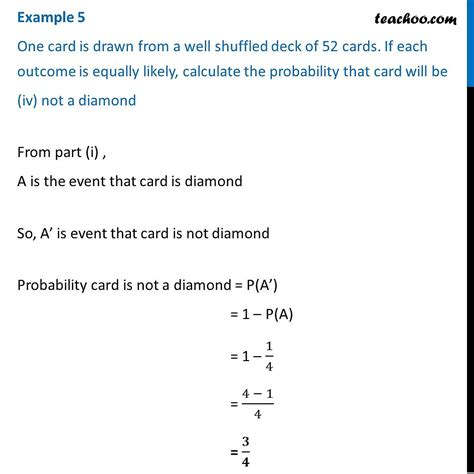 Example 5 One Card Is Drawn From A Well Shuffled Deck Examples