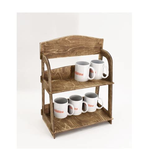 Wooden Retail Displays Mugs Display Stand Tier Wooden Countertop